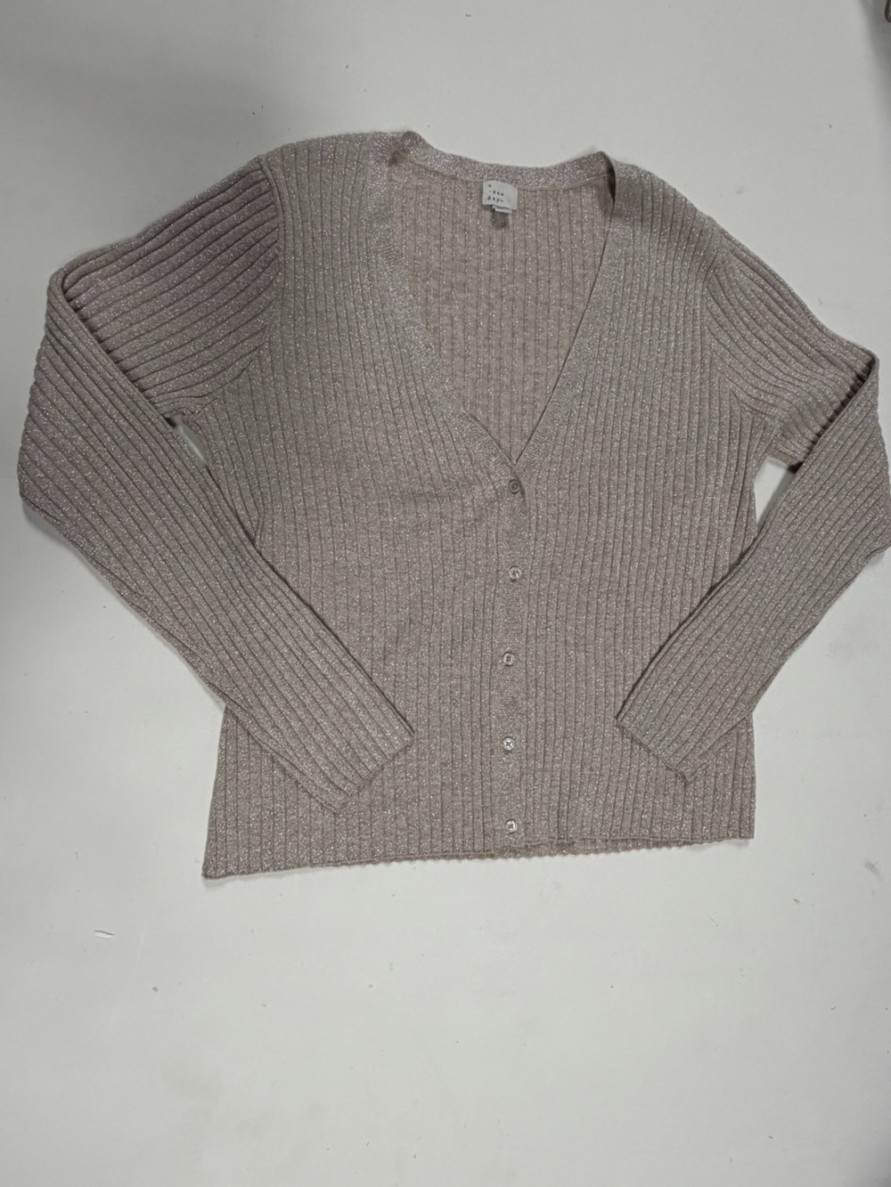 a new day women  Metallic Taupe Ribbed Cardigan